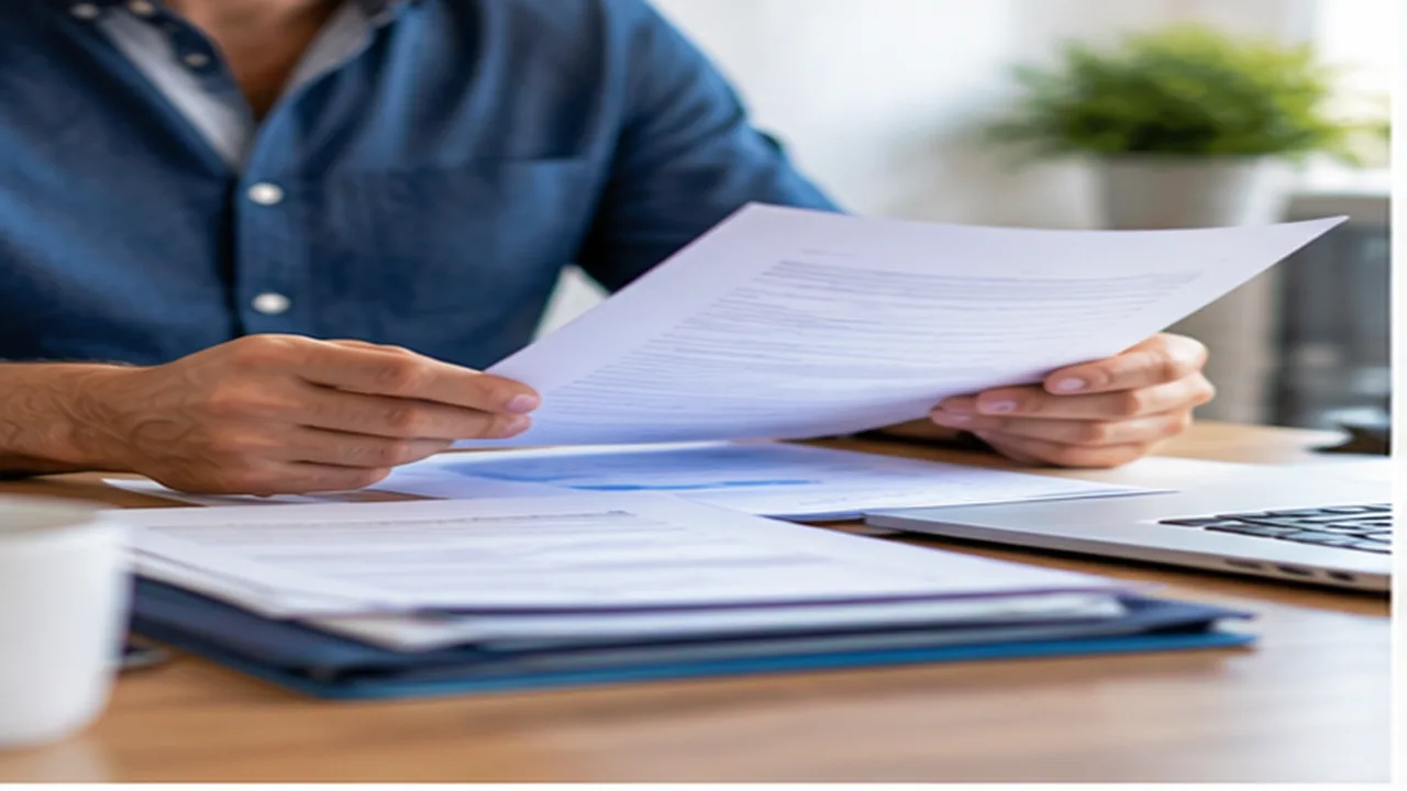 Personne consultant des documents d’assurance