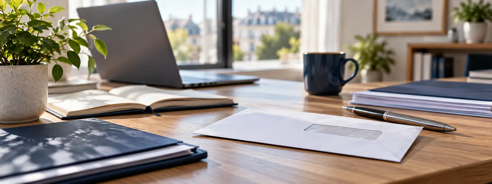 Courrier et documents bancaires prêts pour une réclamation, sur une table