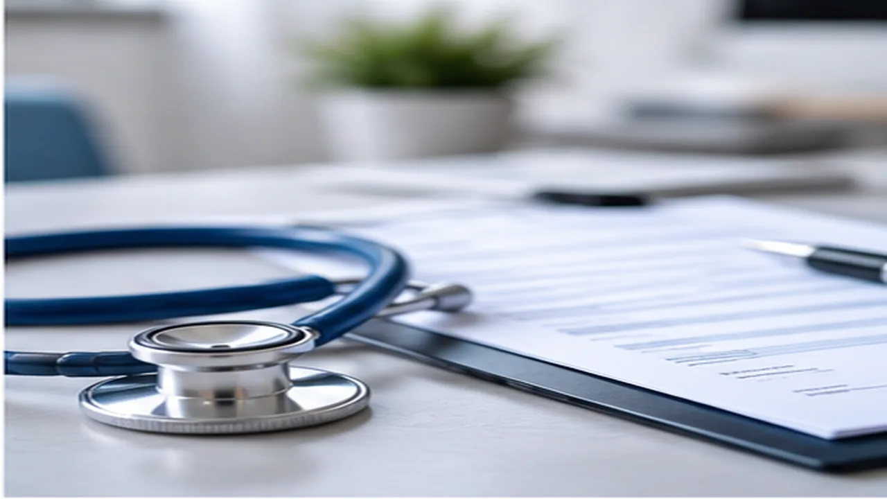 Stéthoscope posé sur des documents de santé