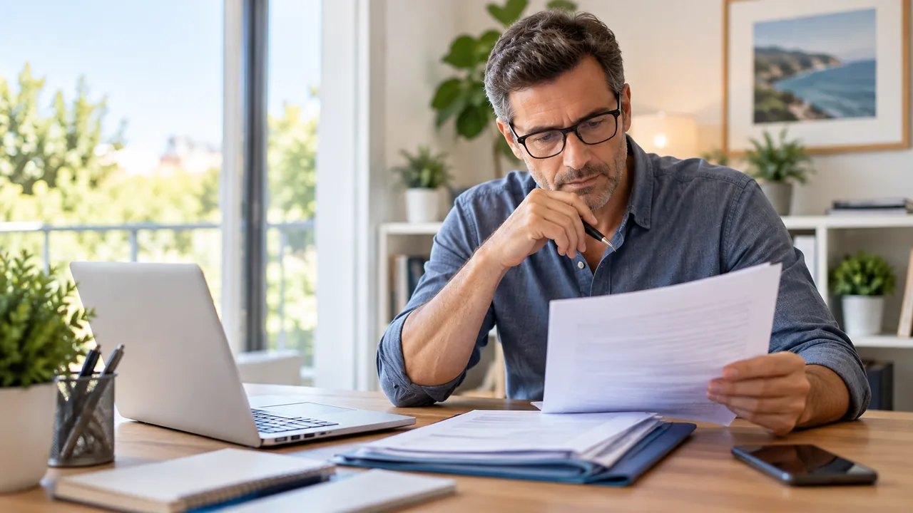 Personne préparant une réclamation à partir de documents administratifs